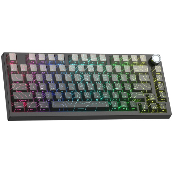 COSTOM WK75 75% Wireless Mechanical Keyboard, 75% Hot Swappable Custom Keyboard with Knob, RGB Backlit, Pre-lubed Switches, 2.4GHz/USB-C/BT5.0 Gaming Keyboards