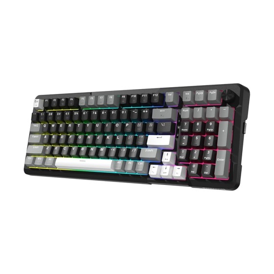 COSTOM Wireless Mechanical Keyboard, 3 Mode Gasket Mounted RGB Gaming Keyboard with Volume Knob, Pre-Lubed Linear Switches, MDA-Profile, 98 Keys Hot Swappable Creamy Keyboard for PC/Tablet/Xbox/PS4