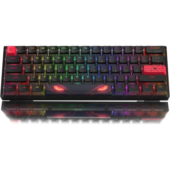 60% Percent Keyboard,WK61 V2 Mechanical RGB Wired Gaming Keyboard,Hot-Swappable Creamy Key Board with PBT Keycaps,Linear Red Switch for Windows/MAC (Black)