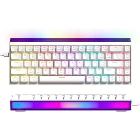 COSTOM WK68 60% Gaming Keyboard Wired, OEM Profile, Programable, RGB Backlit Light Box, 64 Keys Hot Swap RGB Cream Key Board for PC Computer Win/MAC