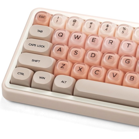 PBT Keycaps, Jelly Keycap Foundation MOA Profile, 132 Keys Cute Custom Keycaps for Cherry Gateron MX Swithes Mechanical Keyboards (Pink)