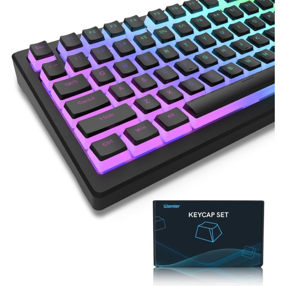 COSTOM Pudding Keycaps,129 Keyboard Keycap, PBT Shine Through Key caps, Custom OEM Profile Key caps Set, Compatiability for 100%, 75%, 65%, 60% Keyboard,All Black