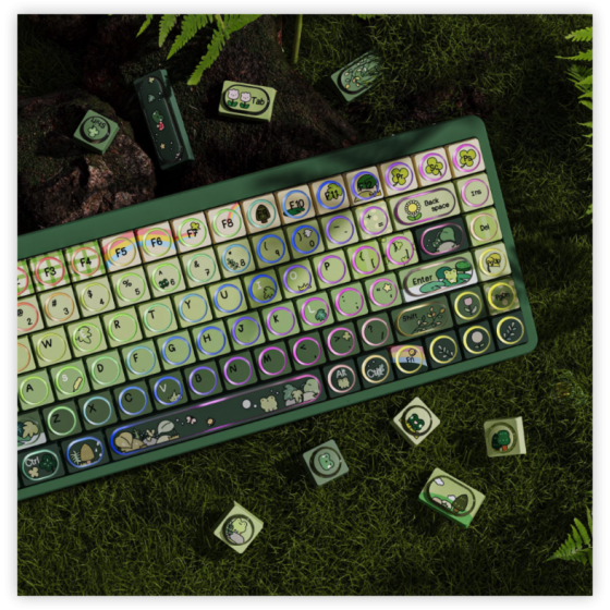 Keymatic Green Frog Keycap Set, PBT Custom Keycaps,131 Cute Keycaps for Mechanical Keyboard, MOA Profile for Mechanical Keyboard Compatible with ANSI/ISO,TKL, Full-Sized Layout