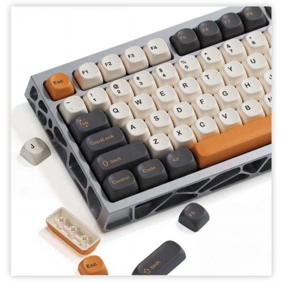 COSTOM Retro PBT Keycaps, 137 Keys Double Shot Keycaps Set for 61/64/68/84/87/100/104/108, Cherry Profile Custom Key Caps for Mechanical Keyboards, Retro Orange