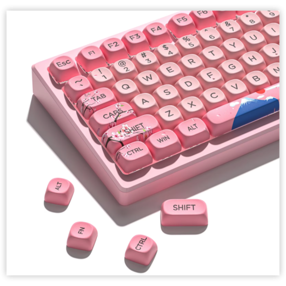 COSTOM Keyboard Keycaps,131 PBT Dye-Sublimation Cute keycap MOA Profile Keycap Set, for 61/64/66/68/71/75/84/87 Mechanical Keyboards,Pink
