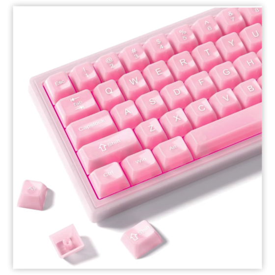 COSTOM MDA Keycaps,115 Jelly Key caps,Transparent Pink Custom Keycaps for 60/65/75/100 Mechanical Keyboards,Pink