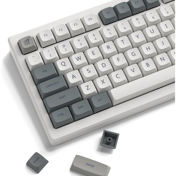COSTOM Retro keycaps, Japanese Style Double Shot PBT Keycaps Set 139keys Grey XDA Profile Key caps Keyboard for Gateron MX Switches Gaming Mechanical Keyboard