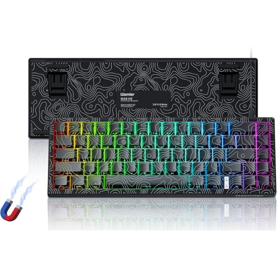 M68 HE V2 Rapid Trigger Keyboard 60% Percent, Hall Effect Topographic Gaming Keyboard, Wired RGB Custom Mechanical Key Board with Magnetic Switch, PBT Keycaps for Mac/Win (Black)