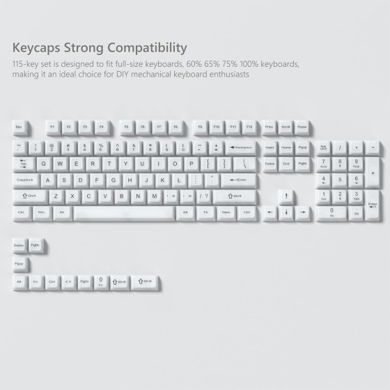 Keyboard Keycaps Jelly, Cute White Keycaps 60 65 75 100 Percent, Transparent Clear Custom Key Cap Set for Cherry MX, Kailh, Outemu, Gateron Mechanical Keyboards(MDA Profile)